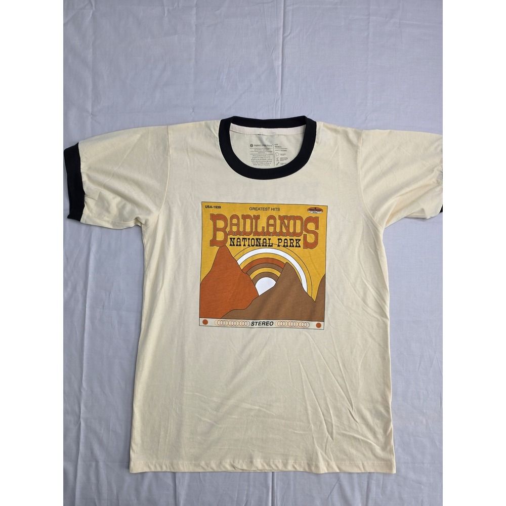 Parks Project T-Shirt Men's Small Beige Badlands Greatest Hits Graphic Cotton